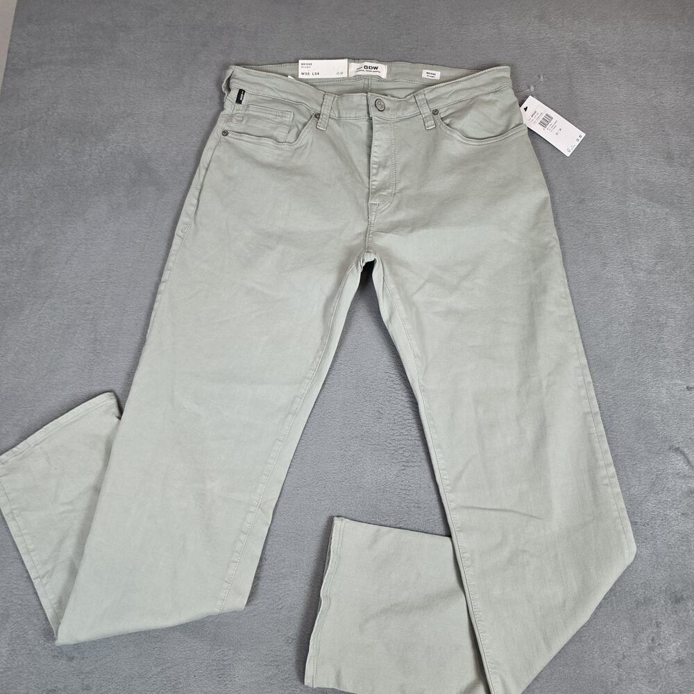 GDW Bridge Straight Jeans Men's W35 L34 Light Grey Stretch Denim Pants New Tags